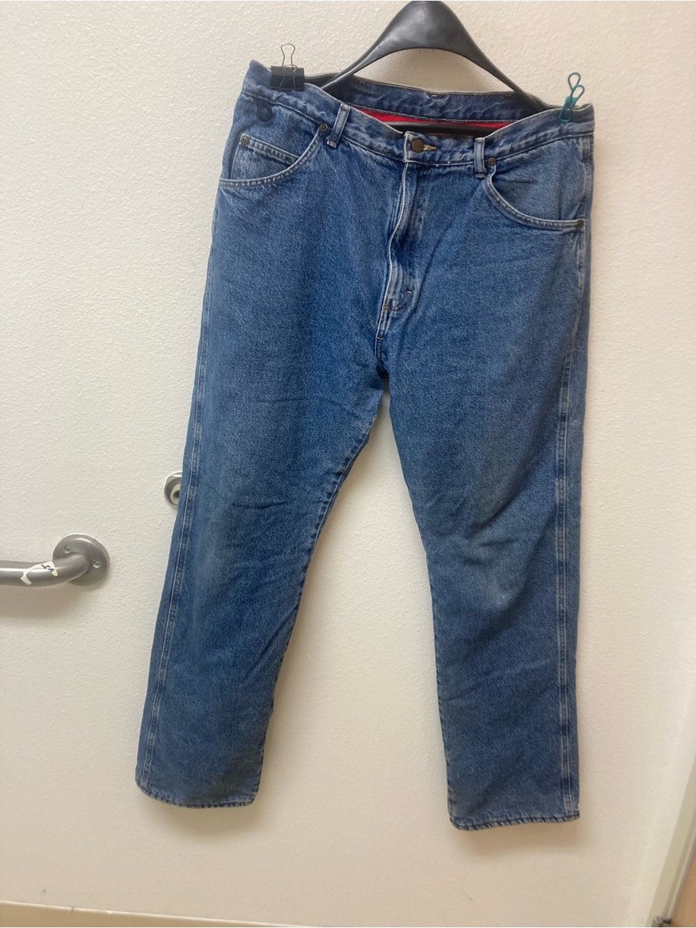 WRANGLER Rugged Wear Men’s Red Flannel Lined Jeans 36x34